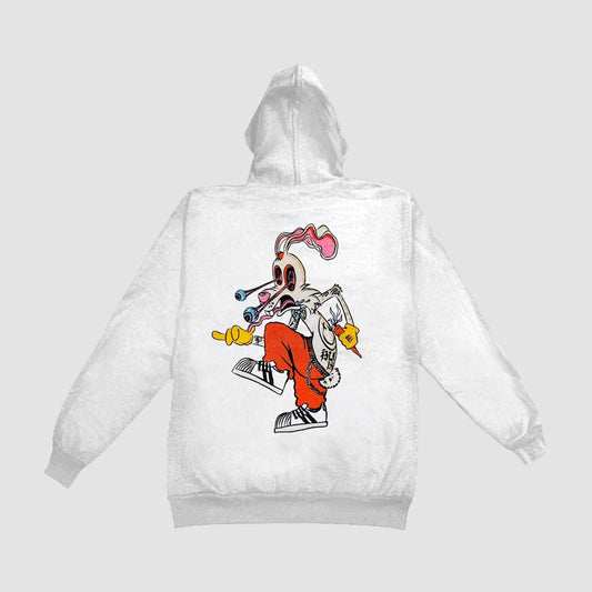 Blink 182 - Roger Rabbit White Zip Hoodie