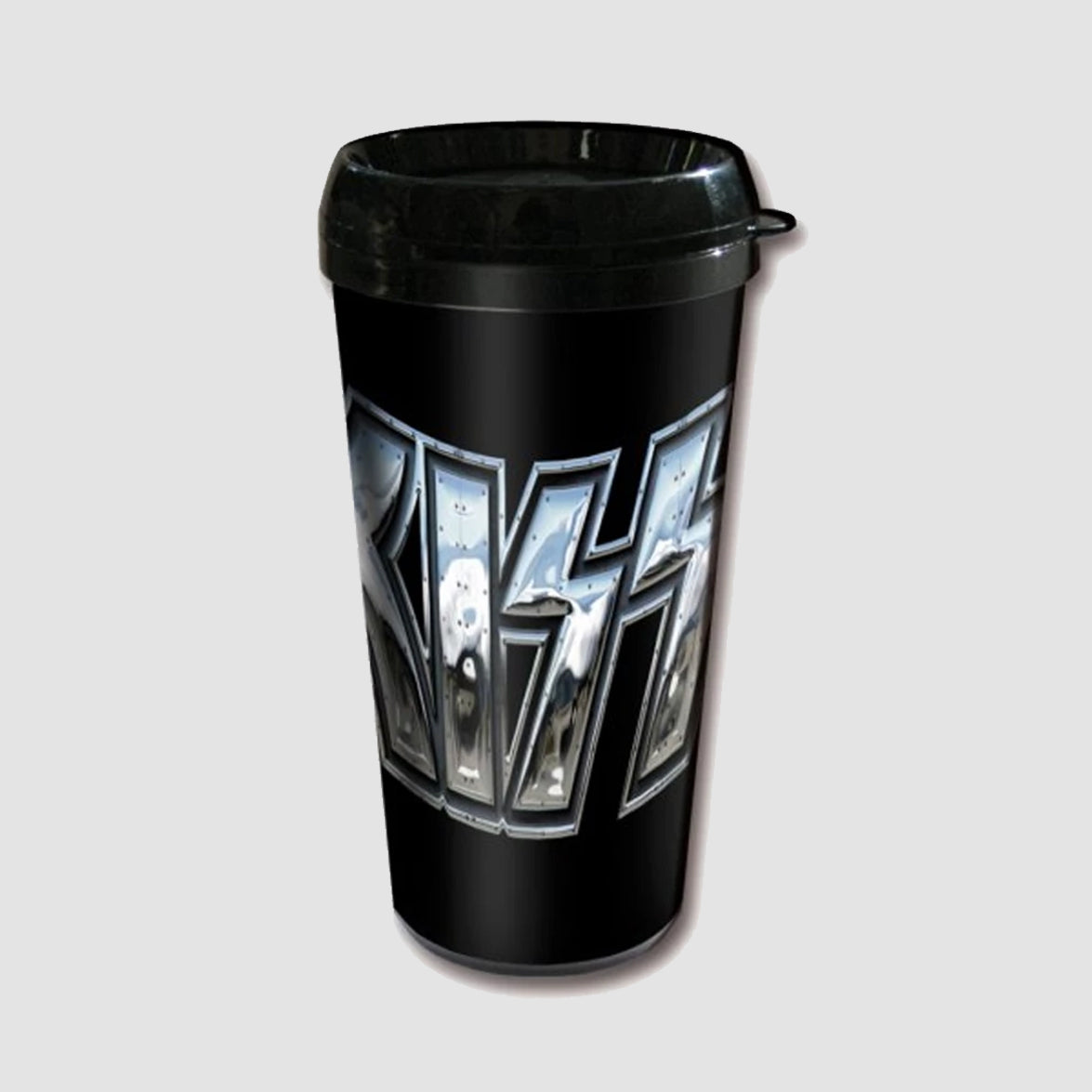 Kiss - Chrome Logo Plastic Travel Mug