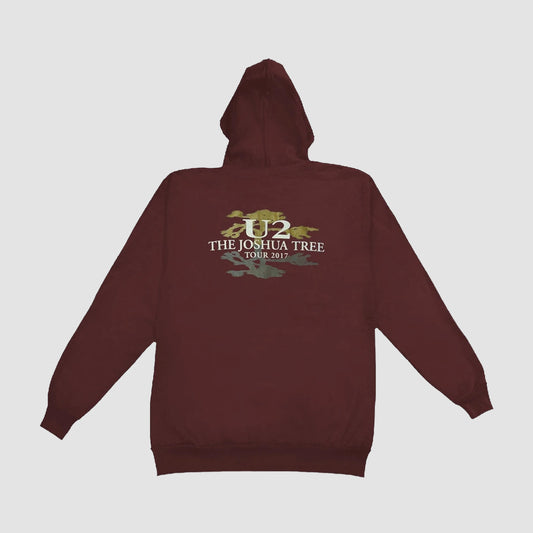 U2 - Joshua Tree 2017 Maroon Zip Hoodie