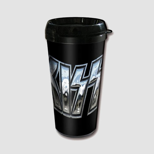 Kiss - Chrome Logo Plastic Travel Mug